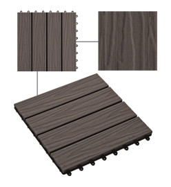 Carreau de terrasse en relief 11 pcs WPC 30x30 cm 1 m² Marron