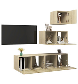 Ensemble de meuble TV 4 pcs Chêne sonoma Aggloméré