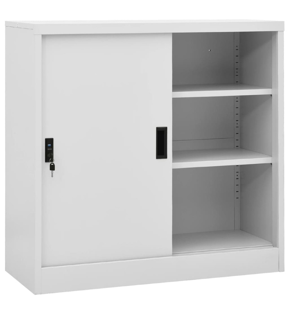 Armoire de bureau porte coulissante Gris clair 90x40x90cm Acier