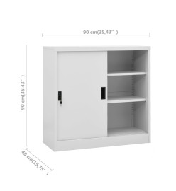 Armoire de bureau porte coulissante Gris clair 90x40x90cm Acier