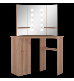 Coiffeuse d'angle avec LED Chêne 111x54x141,5 cm