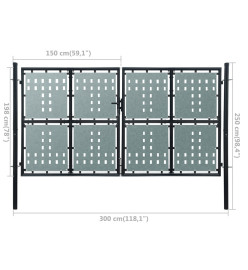 Portail simple de clôture Noir 300x250 cm