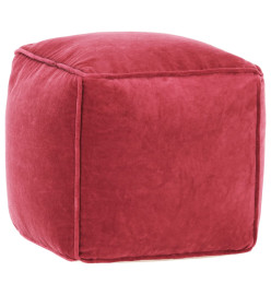 Pouf Velours de coton 40 x 40 x 40 cm Rouge