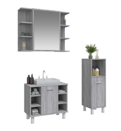 Ensemble d'armoires de salle de bain 3 pcs sonoma gris