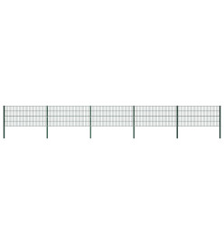 Panneau de clôture avec poteaux Fer 8,5 x 0,8 m Vert