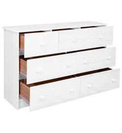 Buffet 7 tiroirs Blanc 113x35x73 cm Bois de pin massif