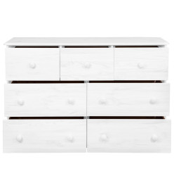 Buffet 7 tiroirs Blanc 113x35x73 cm Bois de pin massif