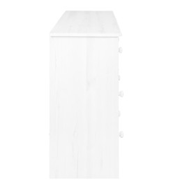 Buffet 7 tiroirs Blanc 113x35x73 cm Bois de pin massif