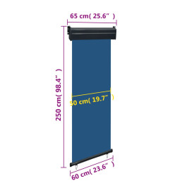 Auvent latéral de balcon 60x250 cm Bleu