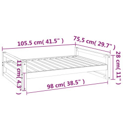 Lit pour chien Gris 105,5x75,5x28 cm Bois de pin solide