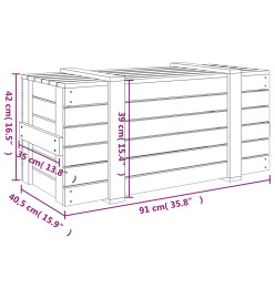 Boîte de rangement Blanc 91x40,5x42 cm Bois massif de pin