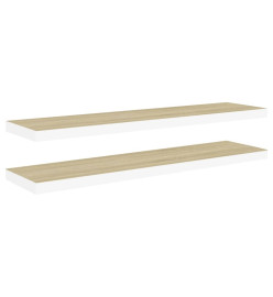 Étagères flottantes 2 pcs Chêne et blanc 120x23,5x3,8 cm MDF