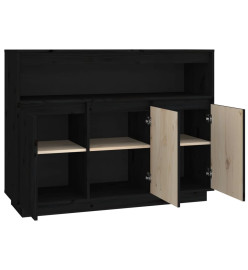 Buffet Noir 104,5x34x80 cm Bois massif de pin