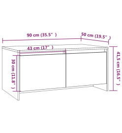 Table basse Blanc brillant 90x50x41,5 cm Aggloméré