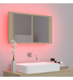 Armoire à miroir à LED de bain Chêne sonoma 80x12x45 Acrylique