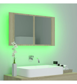 Armoire à miroir à LED de bain Chêne sonoma 80x12x45 Acrylique