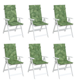 Coussins de chaise à dossier haut 6 pcs modèle de feuille tissu