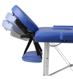 Table de massage pliable Bleu 2 zones avec cadre en aluminium