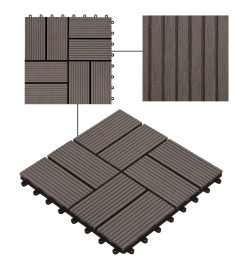 Carreau de terrasse 11 pcs WPC 30 x 30 cm 1 m² Marron foncé