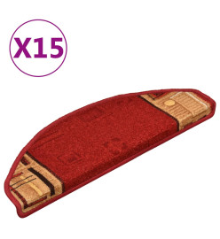 Tapis d'escalier autocollants 15 pcs Rouge 65x21x4 cm