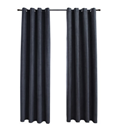 Rideaux occultants avec anneaux Métal 2pcs Anthracite 140x245cm