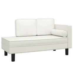 Chaise longue avec coussins et traversin crème similicuir