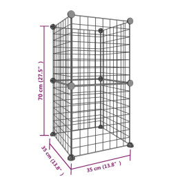 Cage animaux de compagnie à 8 panneaux Noir 35x35 cm Acier