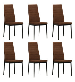 Chaises à manger lot de 6 marron tissu