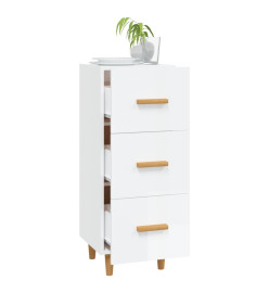 Buffet Blanc brillant 34,5x34x90 cm Bois d'ingénierie