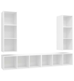 Meubles TV muraux 4 pcs Blanc Aggloméré