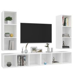 Meubles TV muraux 4 pcs Blanc Aggloméré