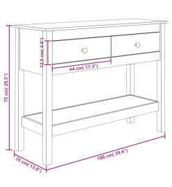 Table console Noir 100x35x75 cm Bois massif de pin