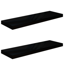 Étagère murale flottante 2 pcs Noir brillant 80x23,5x3,8 cm MDF