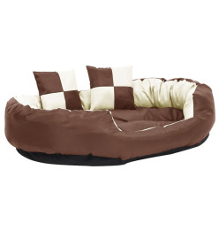 Coussin réversible lavable de chien Marron et crème 110x80x23cm