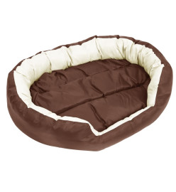 Coussin réversible lavable de chien Marron et crème 110x80x23cm