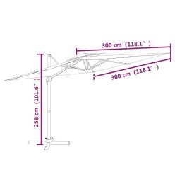 Parasol cantilever à double toit Bleu azuré 300x300 cm