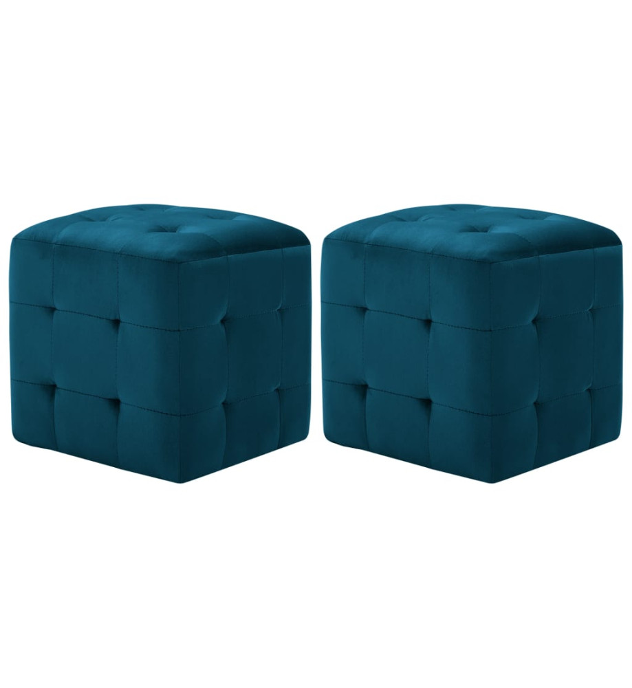 2 pcs Poufs Bleu 30 x 30 x 30 cm Tissu velours