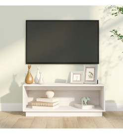 Meuble TV Blanc 90x35x35 cm Bois de pin massif