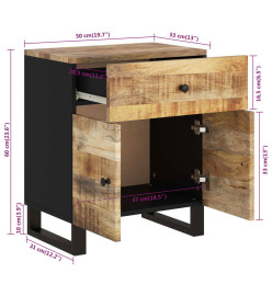 Table de chevet 50x33x60 cm Bois de manguier et d'ingénierie