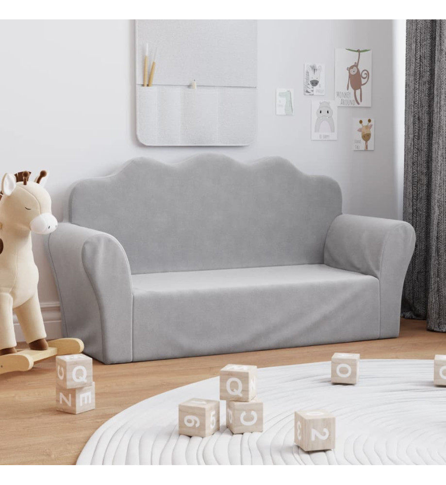 Canapé pour enfants à 2 places Gris clair Peluche douce