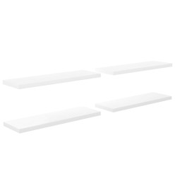 Étagère murale flottante 4pcs Blanc brillant 120x23,5x3,8cm MDF