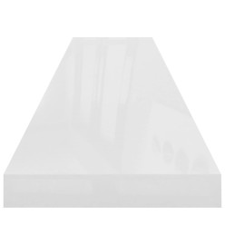 Étagère murale flottante 4pcs Blanc brillant 120x23,5x3,8cm MDF