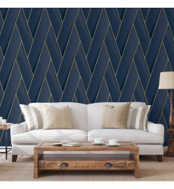 DUTCH WALLCOVERINGS Papier peint Geometric Bleu et doré