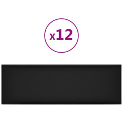 Panneaux muraux 12 pcs Noir 90x30 cm Similicuir 3,24 m²