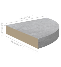 Étagère d'angle murale Gris béton 35x35x3,8 cm MDF