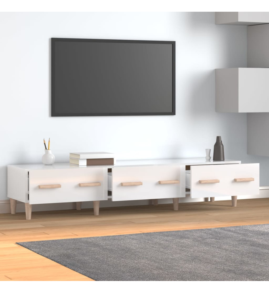 Meuble TV Blanc brillant 150x34,5x30 cm Bois d'ingénierie