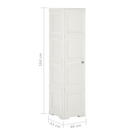 Armoire plastique 40x43x164 cm design de bois blanc angora