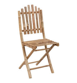 Mobilier à dîner d'extérieur pliable 5 pcs avec coussins Bambou