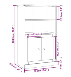 Buffet haut blanc brillant 60x35,5x103,5 cm bois d'ingénierie