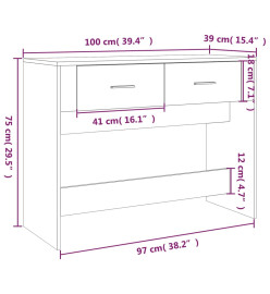 Table console Sonoma gris 100x39x75 cm Bois d'ingénierie